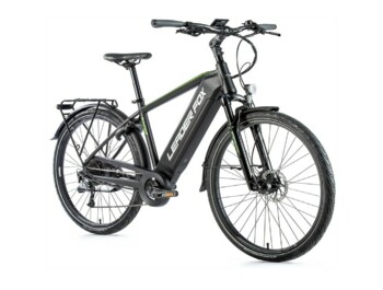 Trekking E-Bike mit Aluminiumrahmen, gefederter Vordergabel, Scheibenbremsen und 28" Laufradgröße. Das E-Bike ist mit einem Bafang Heckmotor und einem vollintegrierten Rahmenakku mit LG Zellen mit einer Kapazität von 540Wh ausgestattet.